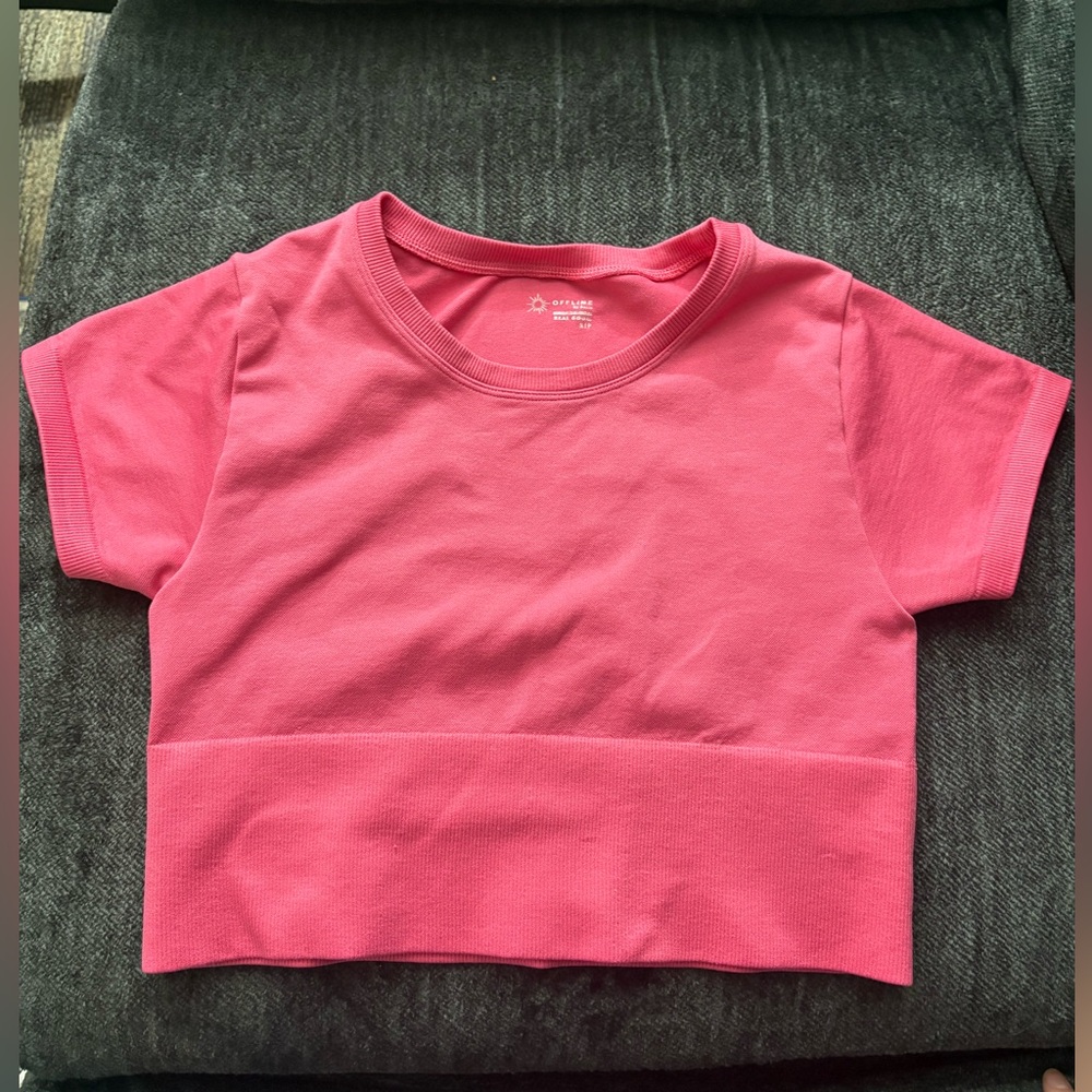 Pink AERIE Short Sleeve Crop Top